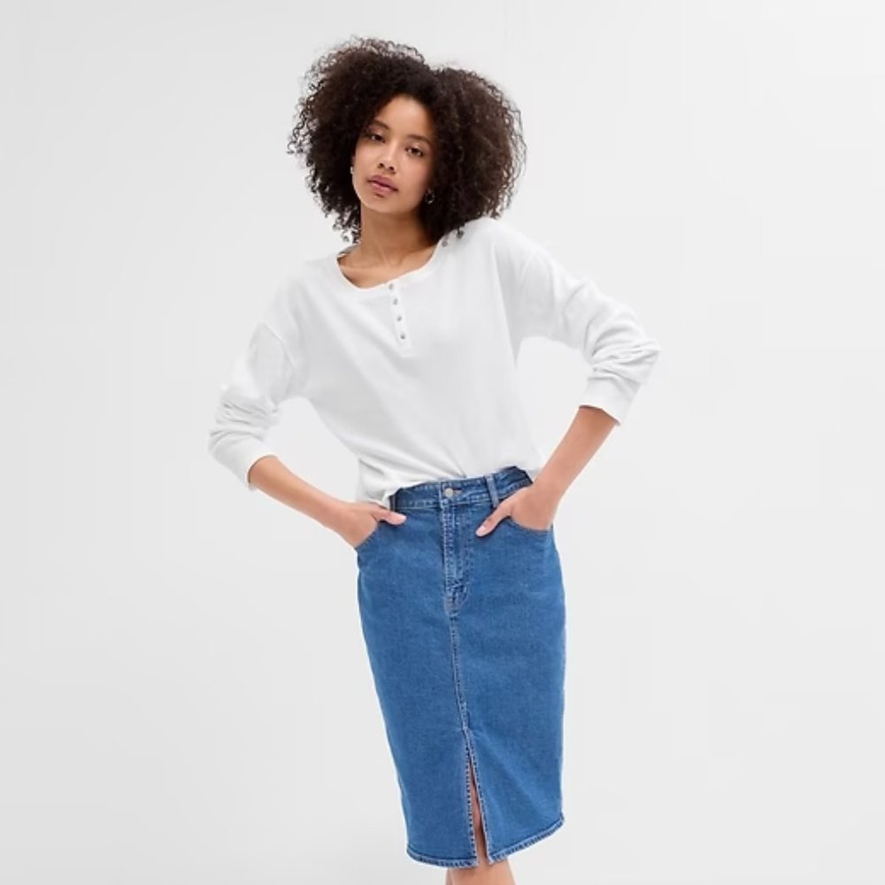 Gap Relaxed White Waffle-Knit Henley T-Shirt / NWT / Size XXL